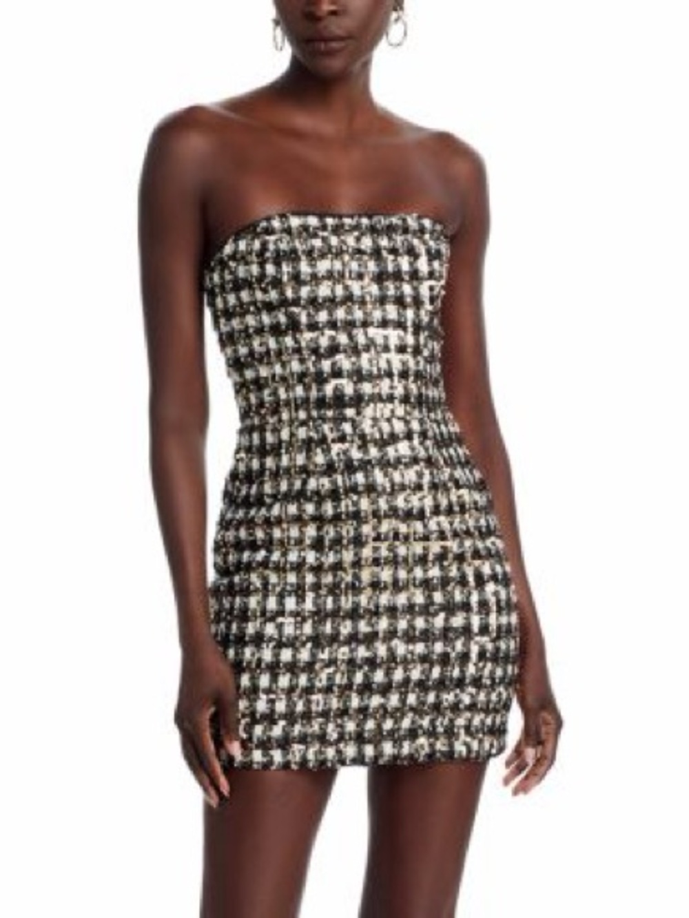 Black Halo "Loreilla" Sequined Tweed Strapless Mini Dress Sz 10 NWT